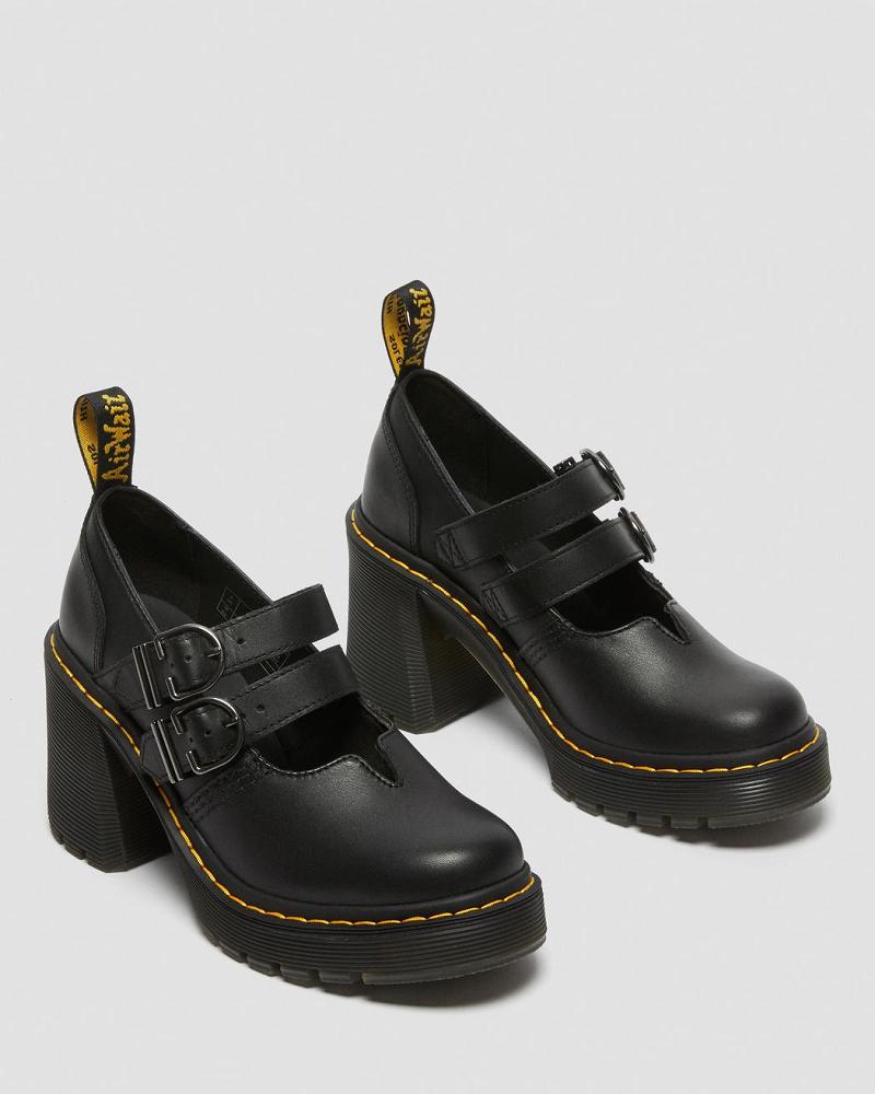 Zapatos Casuales Dr Martens Eviee Sendal Cuero Tacón Mujer Negros | MX 668XYU